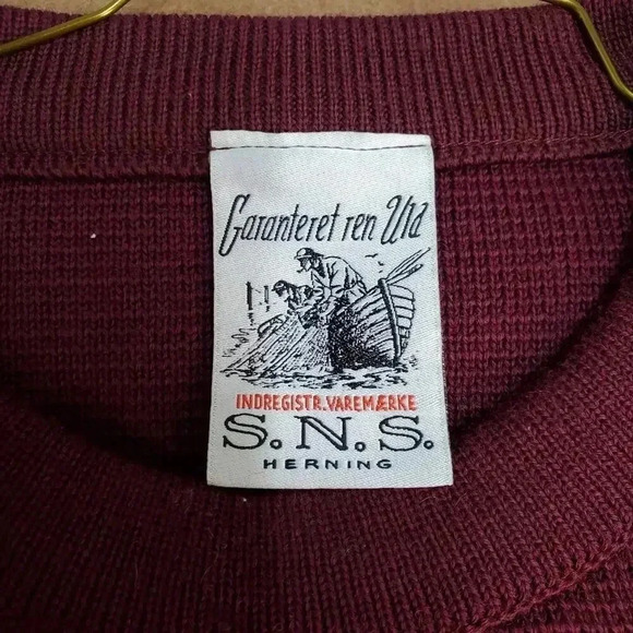 S.N.S. Herning Fisherman Knit Burgandy Size M - Picture 3 of 8
